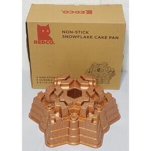 Redco Non-Stick Snowflake Cake Pan Durable Cast Aluminum 8 Cup Capacity